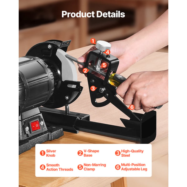 Slibejig-sæt, Multi-Grind System, til 6x15,2x20,3 cm bænkslibere, sort, aluminiumlegering