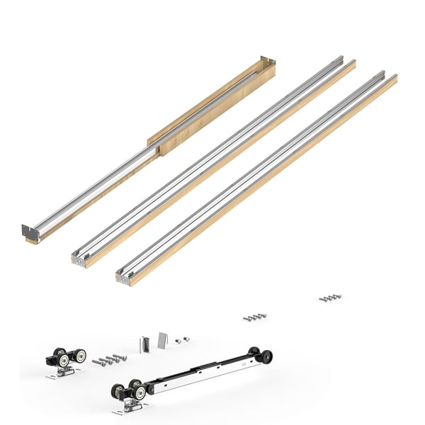 Pocket Door Ramkit 1846x90x2135 mm Brun Silver, Trä Stål