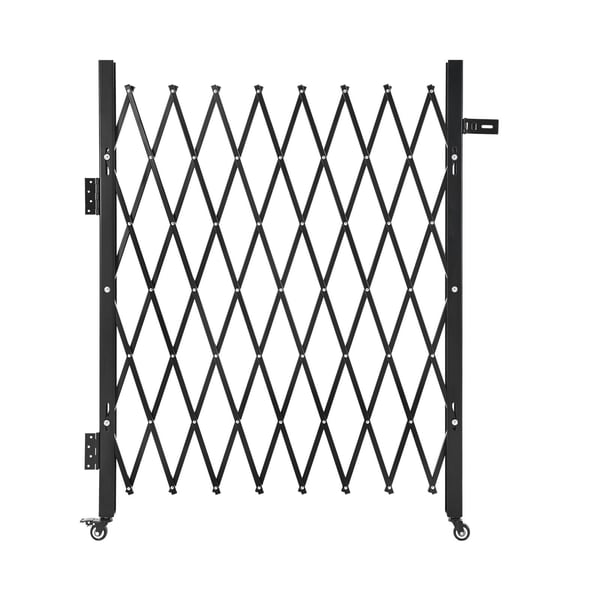 Taittuva turvaportti, 170x131 cm, musta, teräs, lukittava, vedettävä