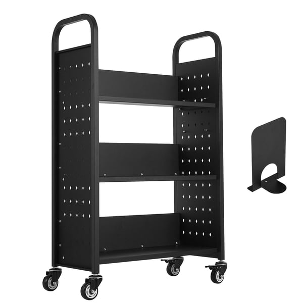 Biblioteksvagn, 77x38x122 cm, Svart, Stål