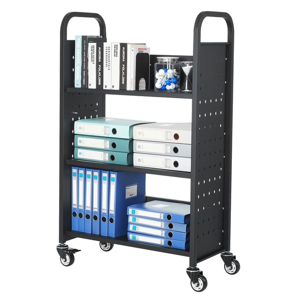 Biblioteksvagn, 77x38x122 cm, Svart, Stål