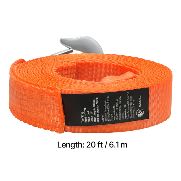 Træktov, 50,8 mm x 6,1 m, Orange, Polyester