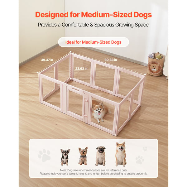Valplåda för hund 154x100x60 cm rosa, plast, vattentät, inomhus födelsekit för husdjur