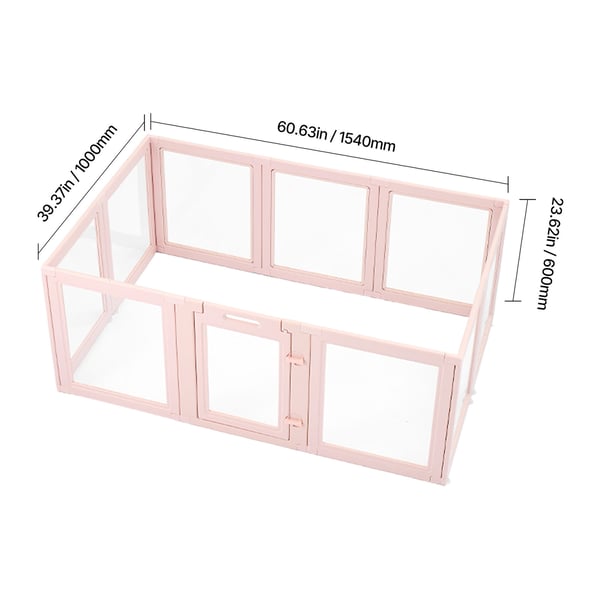 Valplåda för hund 154x100x60 cm rosa, plast, vattentät, inomhus födelsekit för husdjur