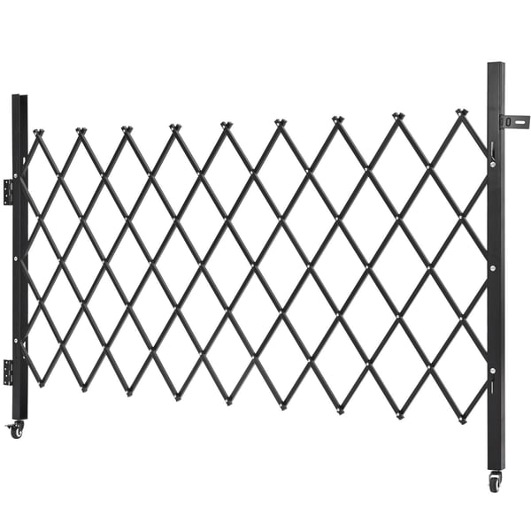 Fällbar säkerhetsgrind, 190x131 cm, svart, stål, låsbar, utdragbar