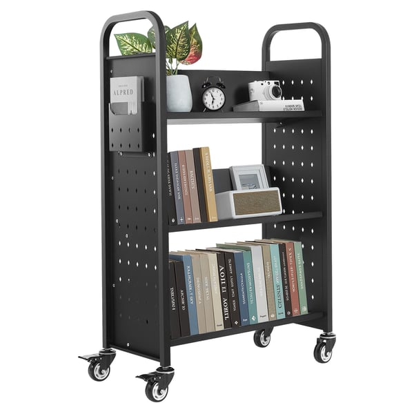 Biblioteksvagn, 77x38x122 cm, Svart, Stål