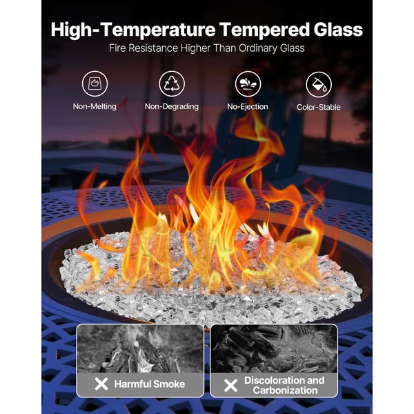 Eldstadsglas, Reflekterande härdat glas 12,7 mm, Klar, Högtemperaturbeständigt