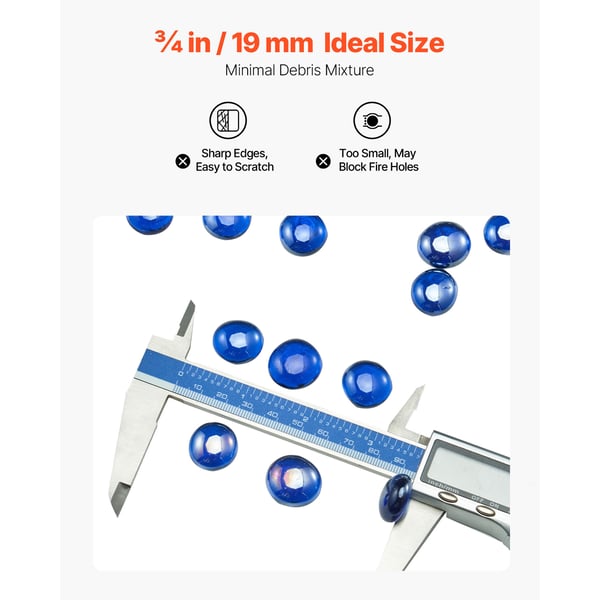 Tulisijan lasihelmet, 19,1 mm, koboltinsininen, korkean lämpötilan kestävä