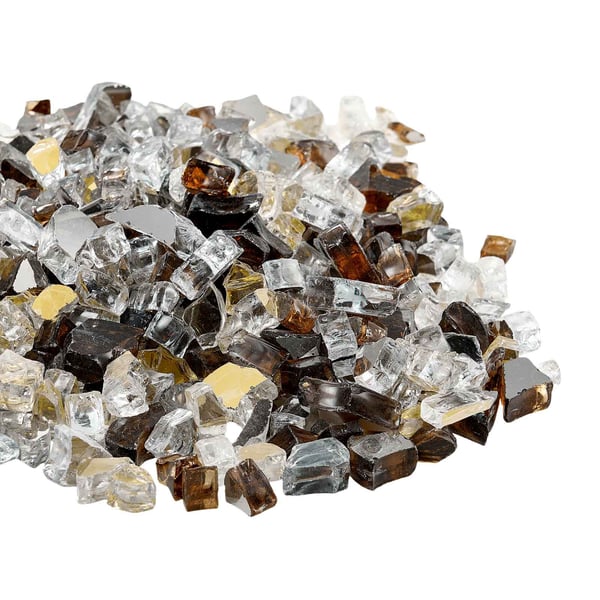 Ildstedsglas, Reflekterende knust glas 12,7 mm, Kobber Klar Guld, Hærdet glas