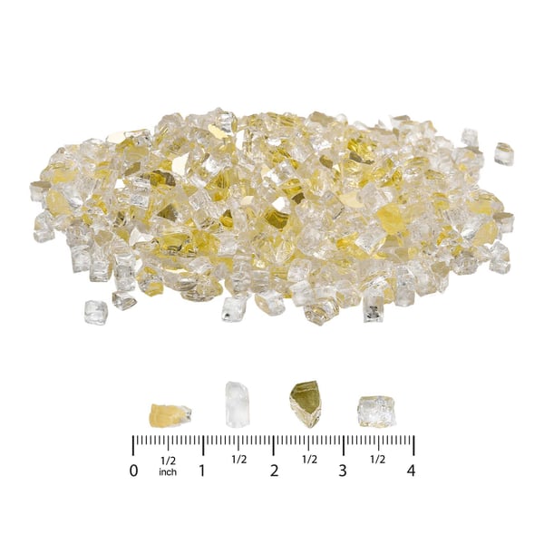 Eldstadsglas, Reflekterande Krossat Glas 12,7 mm, Guld, Härdat Glas