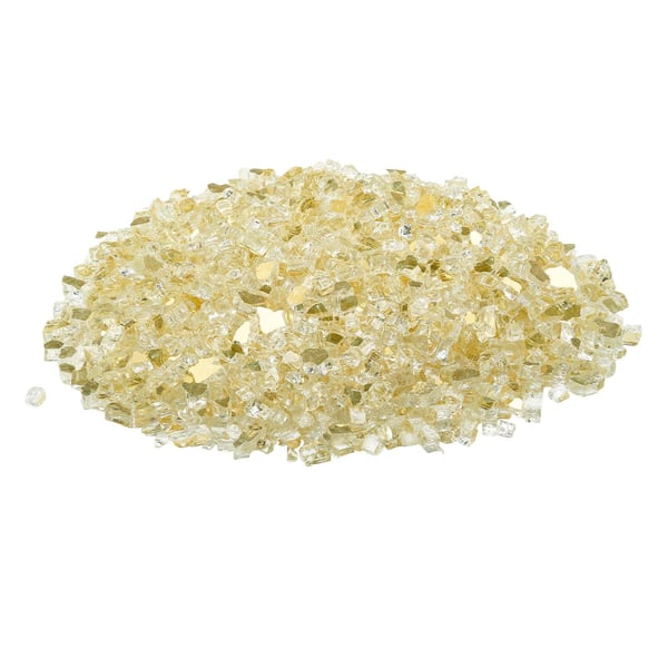 Eldstadsglas, Reflekterande Krossat Glas 12,7 mm, Guld, Härdat Glas