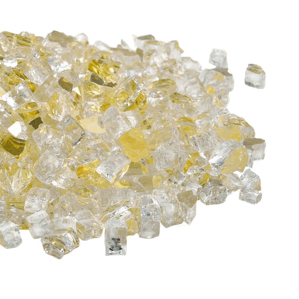 Eldstadsglas, Reflekterande Krossat Glas 12,7 mm, Guld, Härdat Glas