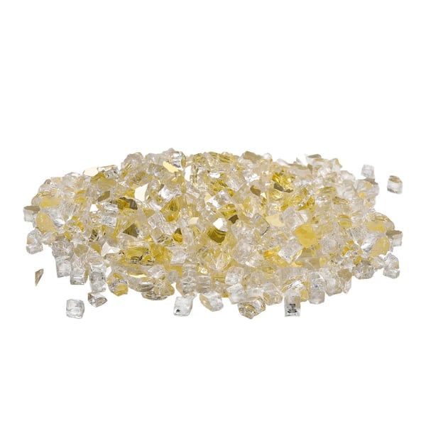 Eldstadsglas, Reflekterande Krossat Glas 12,7 mm, Guld, Härdat Glas