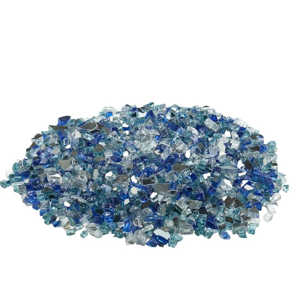 Eldstadsglas, Reflekterande krossat glas 12,7 mm, Koboltblå Aqua Blå Klar