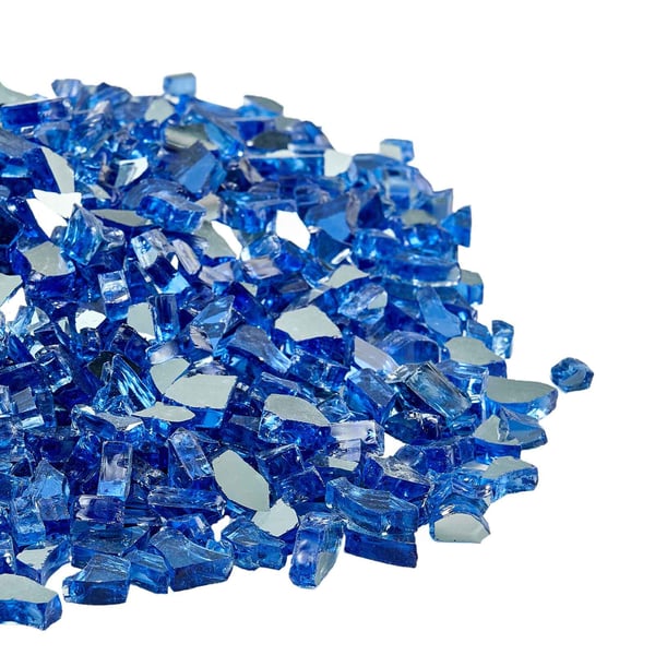 Ildstedsglas, Reflekterende knust glas 6.4 mm, Koboltblå, Hærdet