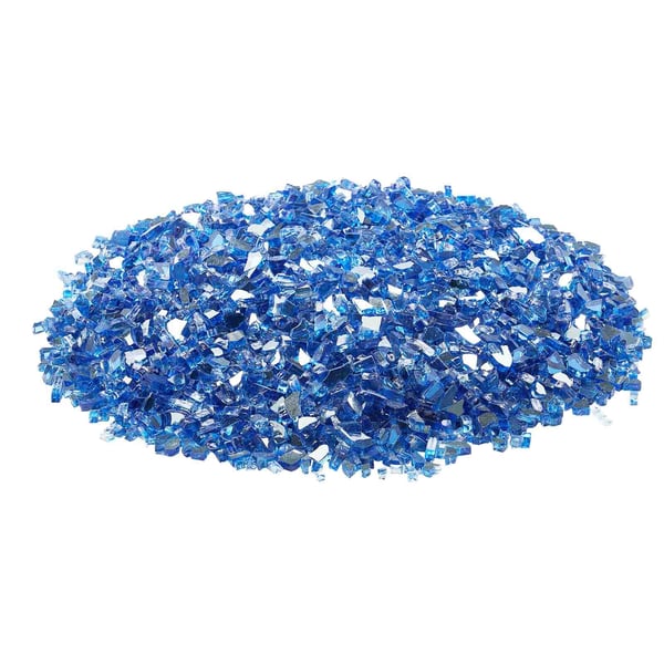 Ildstedsglas, Reflekterende knust glas 6.4 mm, Koboltblå, Hærdet