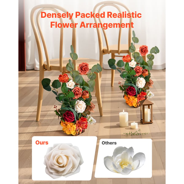 Konstgjord blomsterarrangemang, 45x25x25 cm, Orange, Sidenmaterial