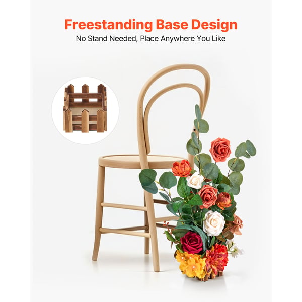Konstgjord blomsterarrangemang, 45x25x25 cm, Orange, Sidenmaterial