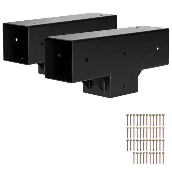 Pergolan kiinnikesarja, T-muotoinen 92x92 mm, musta, teräs Pergolan kiinnikesarja, T-muotoinen 92x92 mm, musta, teräs