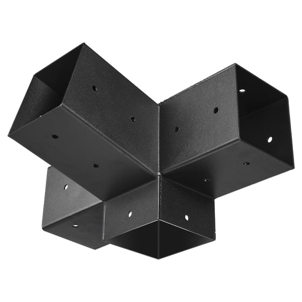 Pergola beslagssats, 4-vägs sned för 92x92 mm träbjälkar, kolstål, svart