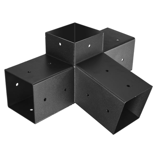 Pergola beslagssats, 4-vägs sned för 92x92 mm träbjälkar, kolstål, svart