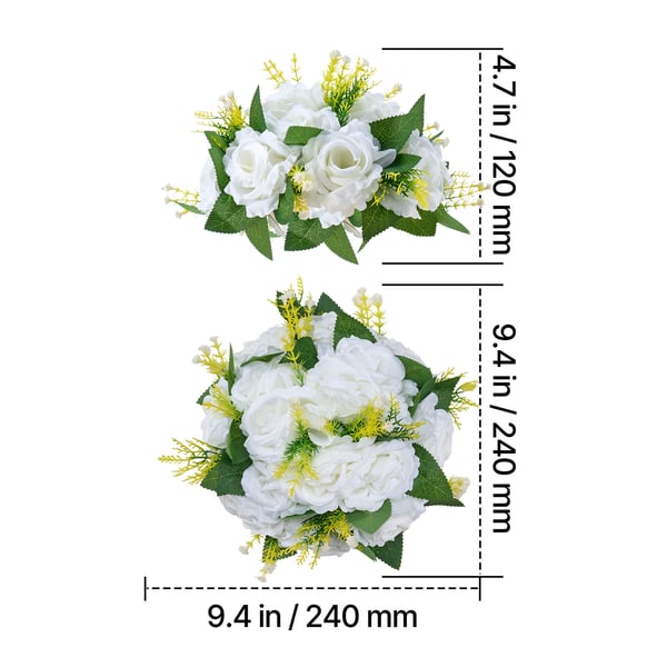 Konstgjord blomsterboll-arrangemang, 24x24x12 cm, vit, silke