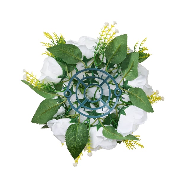 Konstgjord blomsterboll-arrangemang, 24x24x12 cm, vit, silke