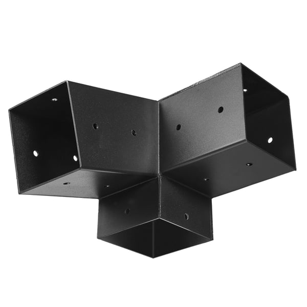 Pergola beslagssæt, 92x92 mm, kulstofstål, sort, udendørs beslag