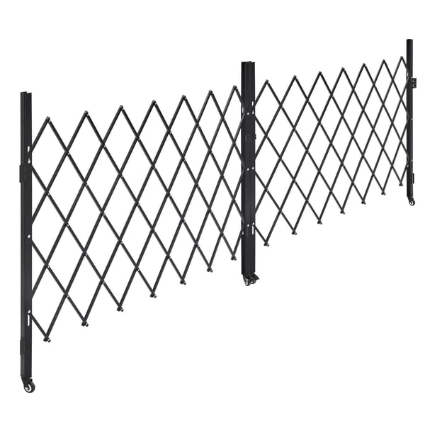 Taittuva turvaportti, 370x160.5 cm, musta, teräs
