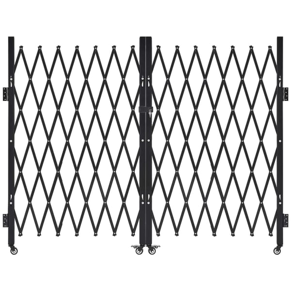 Taittuva turvaportti, 370x160.5 cm, musta, teräs