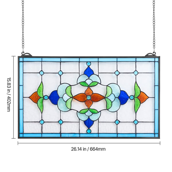 Farvet glasvinduepanel, 66,4x40,2x0,5 cm, Flerfarvet, Glas