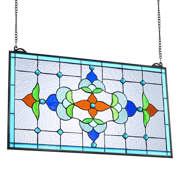 Farvet glasvinduepanel, 66,4x40,2x0,5 cm, Flerfarvet, Glas