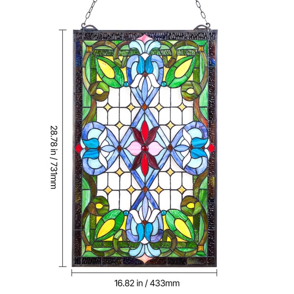 Fönsterpanel i färgat glas, 43,3x73,1 cm, Hängande, Glas