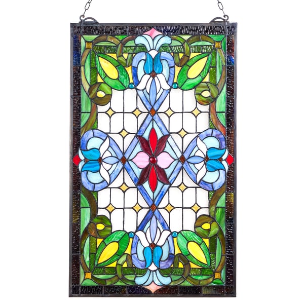 Fönsterpanel i färgat glas, 43,3x73,1 cm, Hängande, Glas