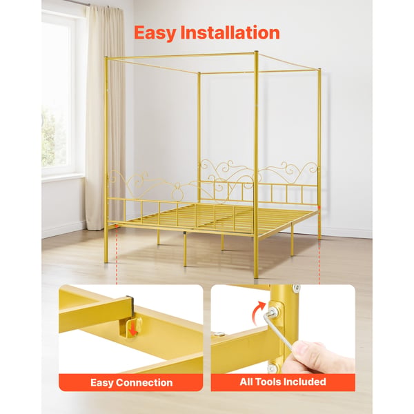 Himmelsengestel, 211x155x196,5 cm, Guld, Metal
