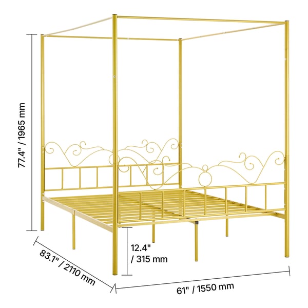 Himmelsengestel, 211x155x196,5 cm, Guld, Metal