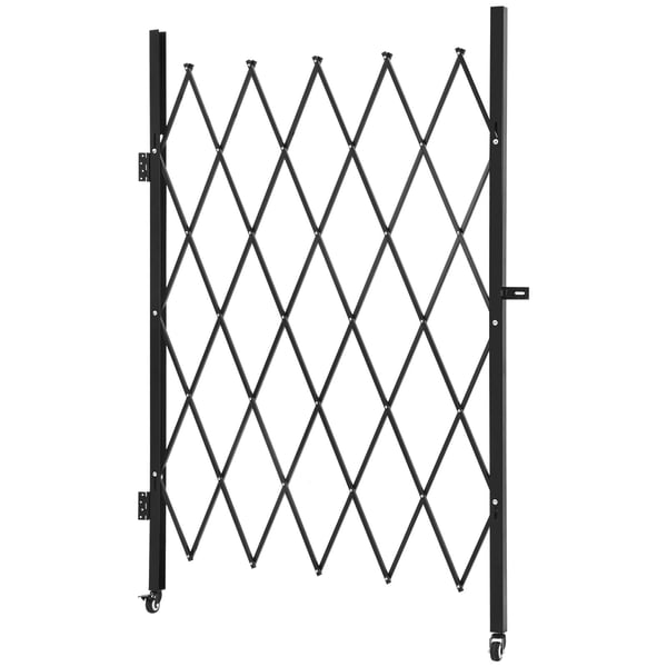 Sammenklappelig sikkerhedsport, 126x197,5 cm, Sort, Stål, Låsebar, Udtrækkelig
