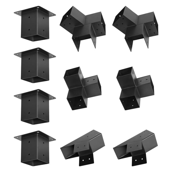 Pergolan kiinnikesarja, 92x92 mm, musta, ulkokäyttöön, teräs