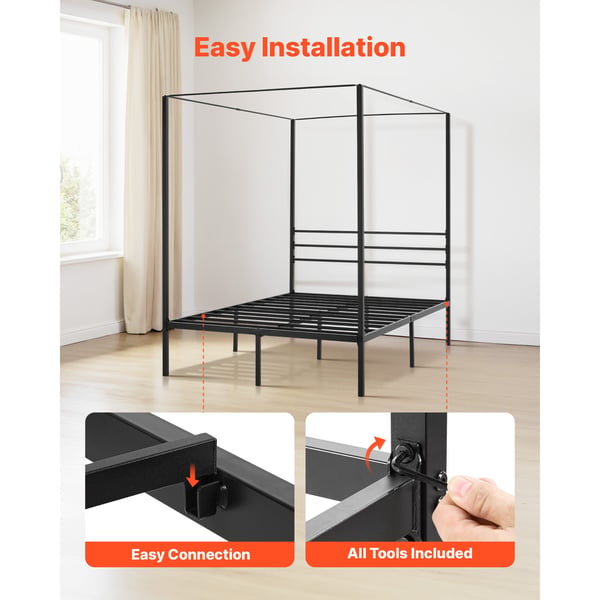 Himmelsengestel, 196,5x137x183 cm, Sort, Metal