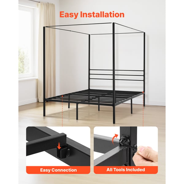 Himmelsängram, Queen Size, 209,5x153x183 cm, Svart, Metall