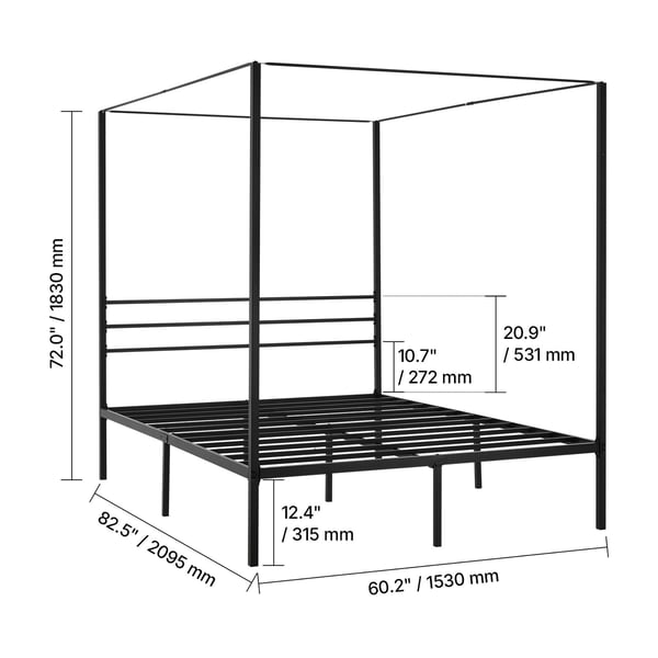 Himmelsängram, Queen Size, 209,5x153x183 cm, Svart, Metall