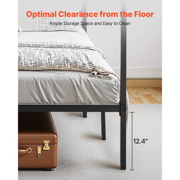 Himmelsengestel, King Size, 209,5x193x183 cm, Sort, Metal
