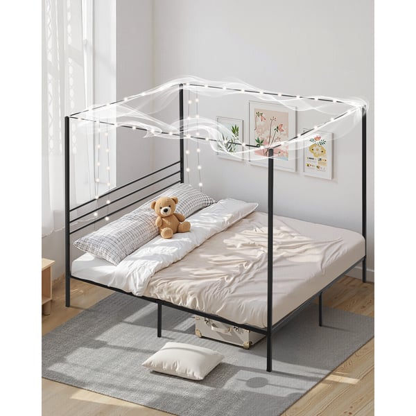 Himmelsengestel, King Size, 209,5x193x183 cm, Sort, Metal