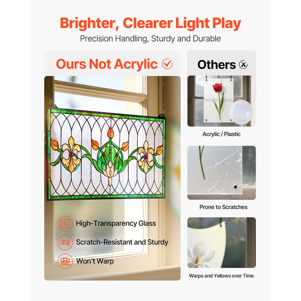 Farvet glasvinduepanel, 81x43,3x0,45 cm, Flerfarvet, Glas