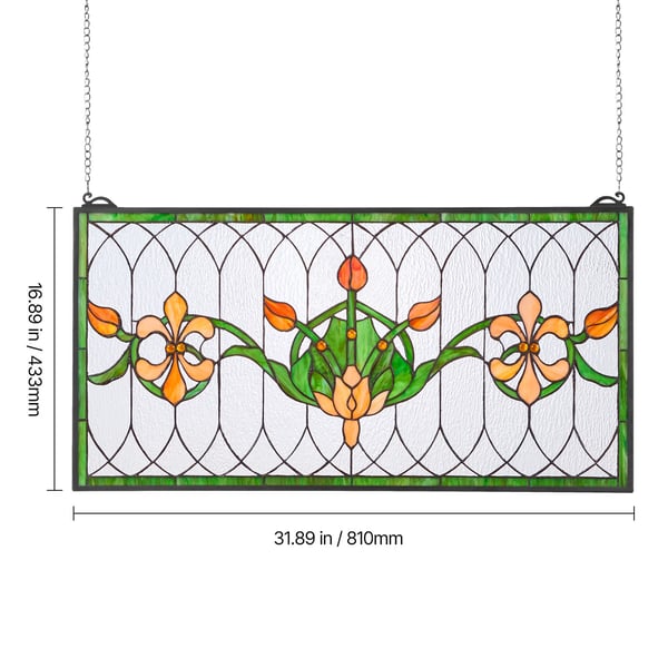 Farvet glasvinduepanel, 81x43,3x0,45 cm, Flerfarvet, Glas