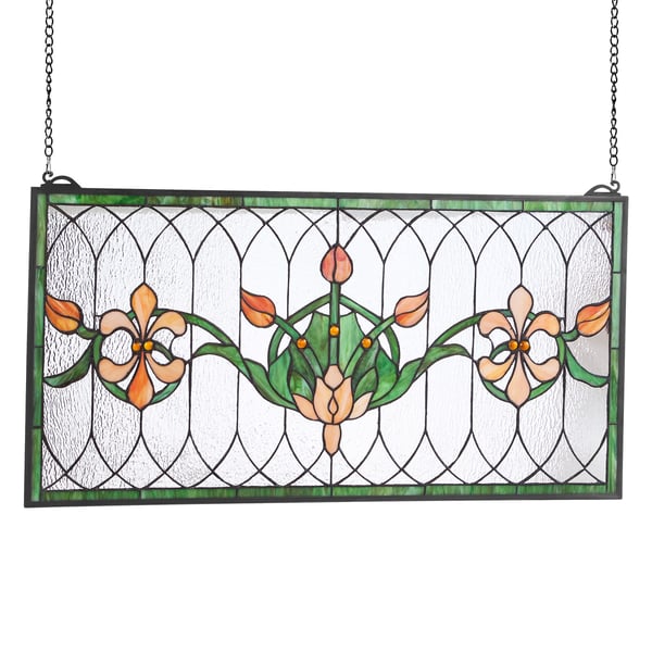 Farvet glasvinduepanel, 81x43,3x0,45 cm, Flerfarvet, Glas