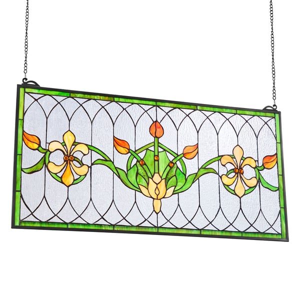 Farvet glasvinduepanel, 81x43,3x0,45 cm, Flerfarvet, Glas
