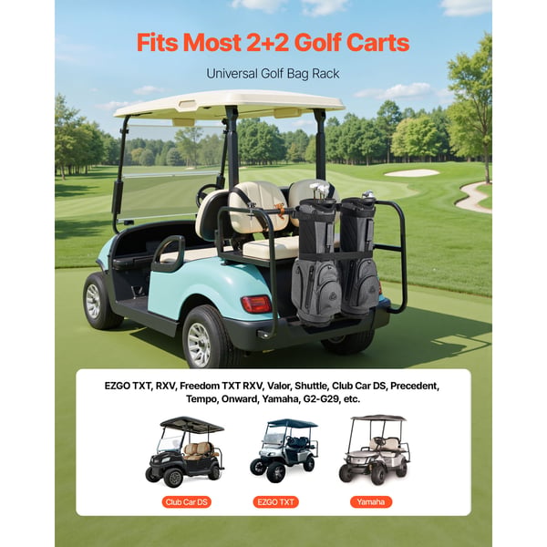 Golfvogn Taskeholder, 137x19,5x6,1 cm, Sort, Justerbar Stål
