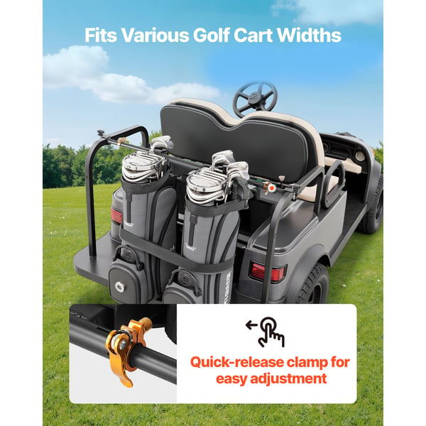 Golfvogn Taskeholder, 137x19,5x6,1 cm, Sort, Justerbar Stål