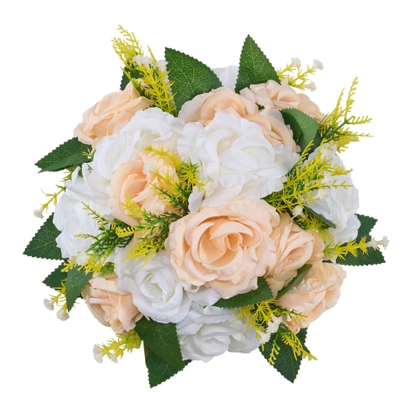 Konstgjord blomsterbollarrangemang, 24x24x12 cm, Champagne, Silkesmaterial